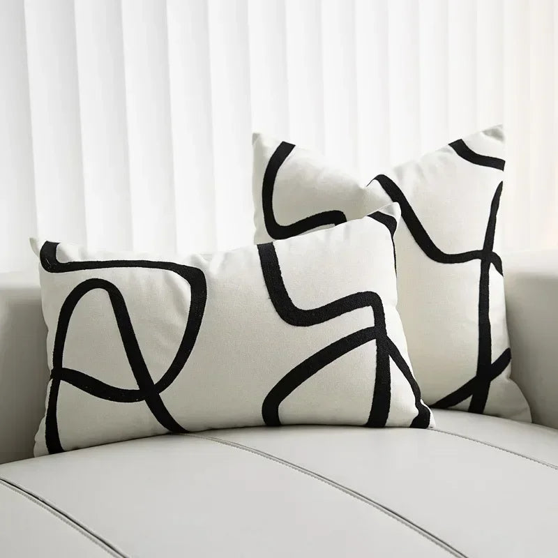 Geometric Abstraction Line Cushion Cover