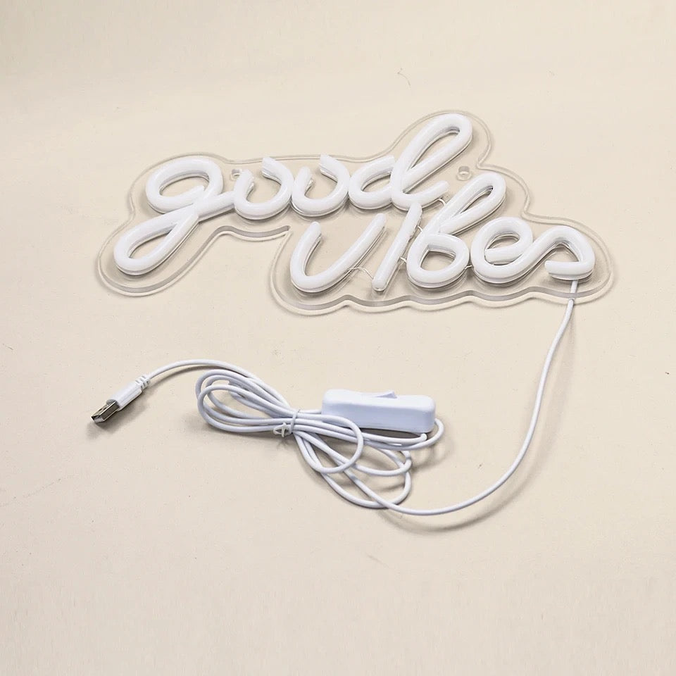 Good Vibes Neon Pink LED Sign