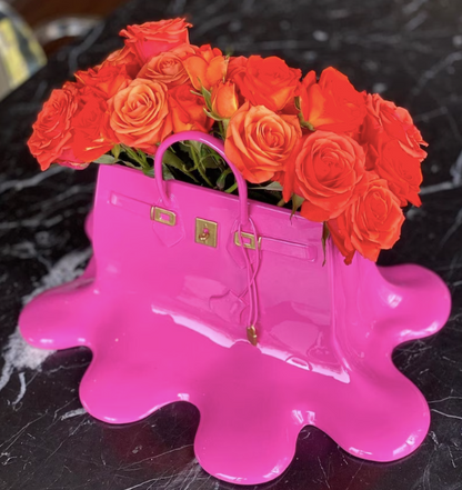 Pink Birkin Handbag Flower Vase
