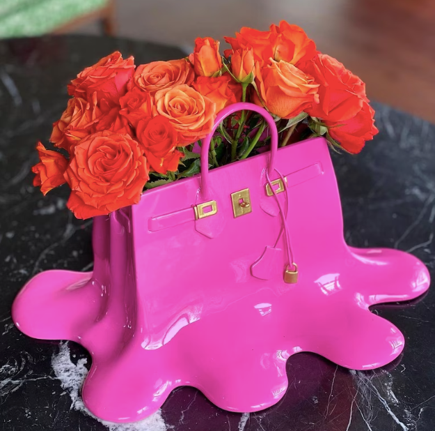 Pink Birkin Handbag Flower Vase